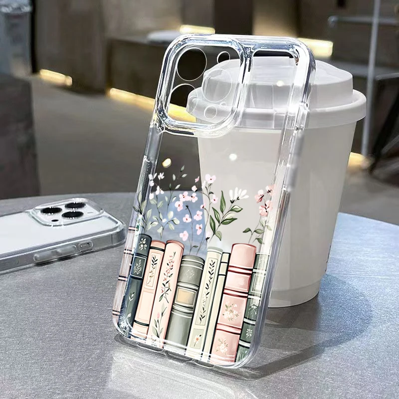 Weiche Transparente Handyhülle für Samsung Galaxy A17 A37 A57 A56 A55 A54 S26 S25 S24 Ultra S23 FE S22 Plus Retro Blumenmuster Buchhülle