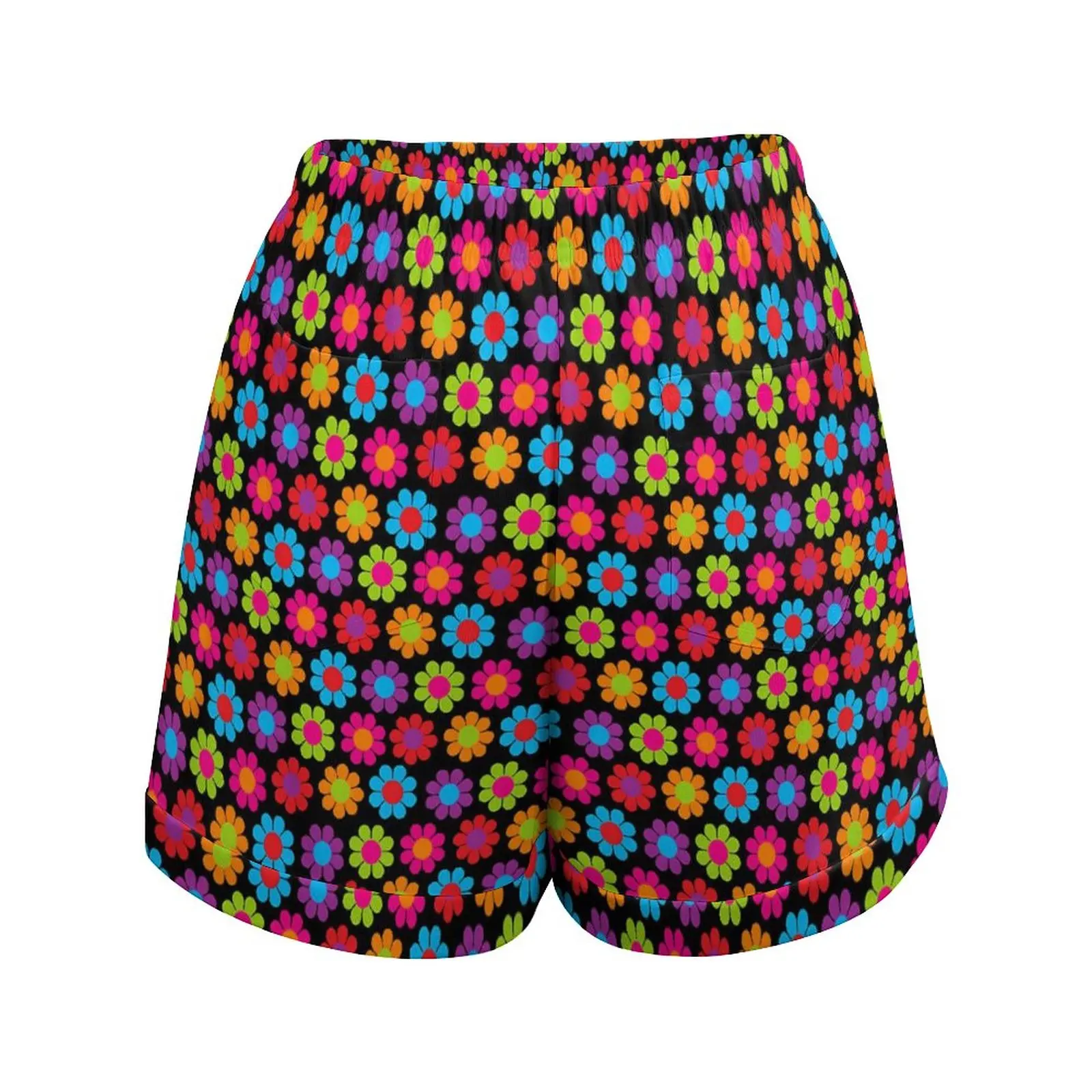 Flower Power Shorts Female Colorful Floral Street Wear Graphic Shorts Elastic High Waist Oversized Short Pants Trendy Bottoms