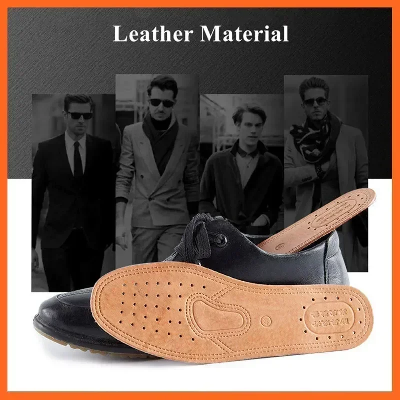 Premium Real Leather Shoe Mat Pigskin Sweat-Absorbing Odor-Proof Footbed for Men/Women Breathable Sports Shoe Insole All Seasons