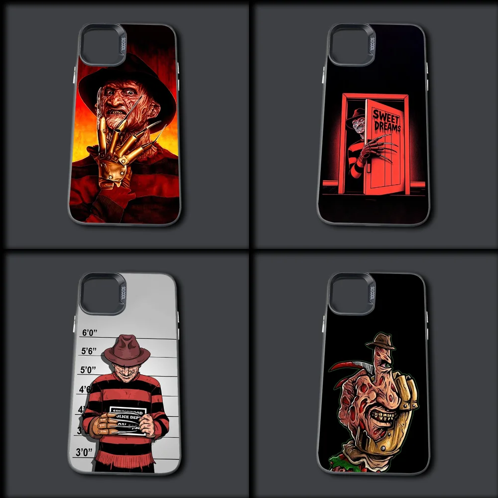 Film K-Krueger F-Freddy Horror Phone Case For iPhone 16,15,14,13,12,11,Mini,Pro,MAX Gray Drop Matte Shockproof Soft Cover