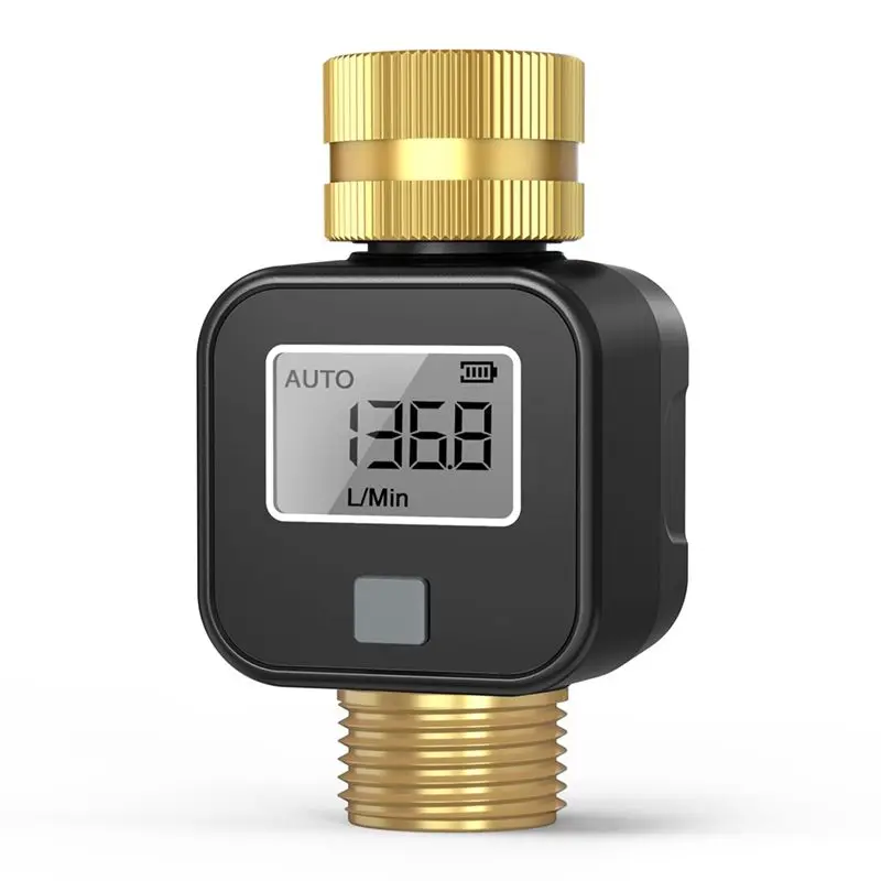 A96K-Digital Water Flow Meter Water Flow Meter With Brass Metal Thread For RV Water Tank Filling
