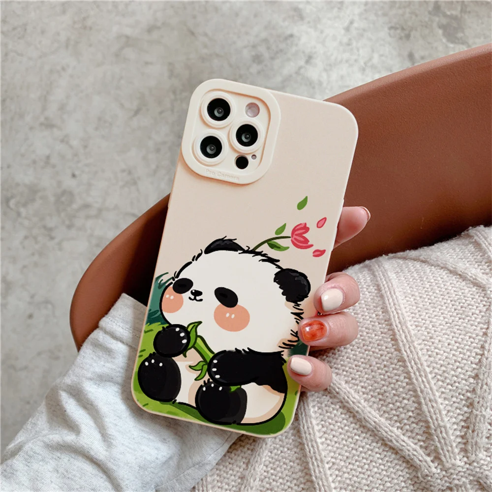 

Grassland panda pattern phone case for iPhone 17 16 15 14 13 12 11 Pro/ Max/Plus shock-proof rear cover anti-fingerprint