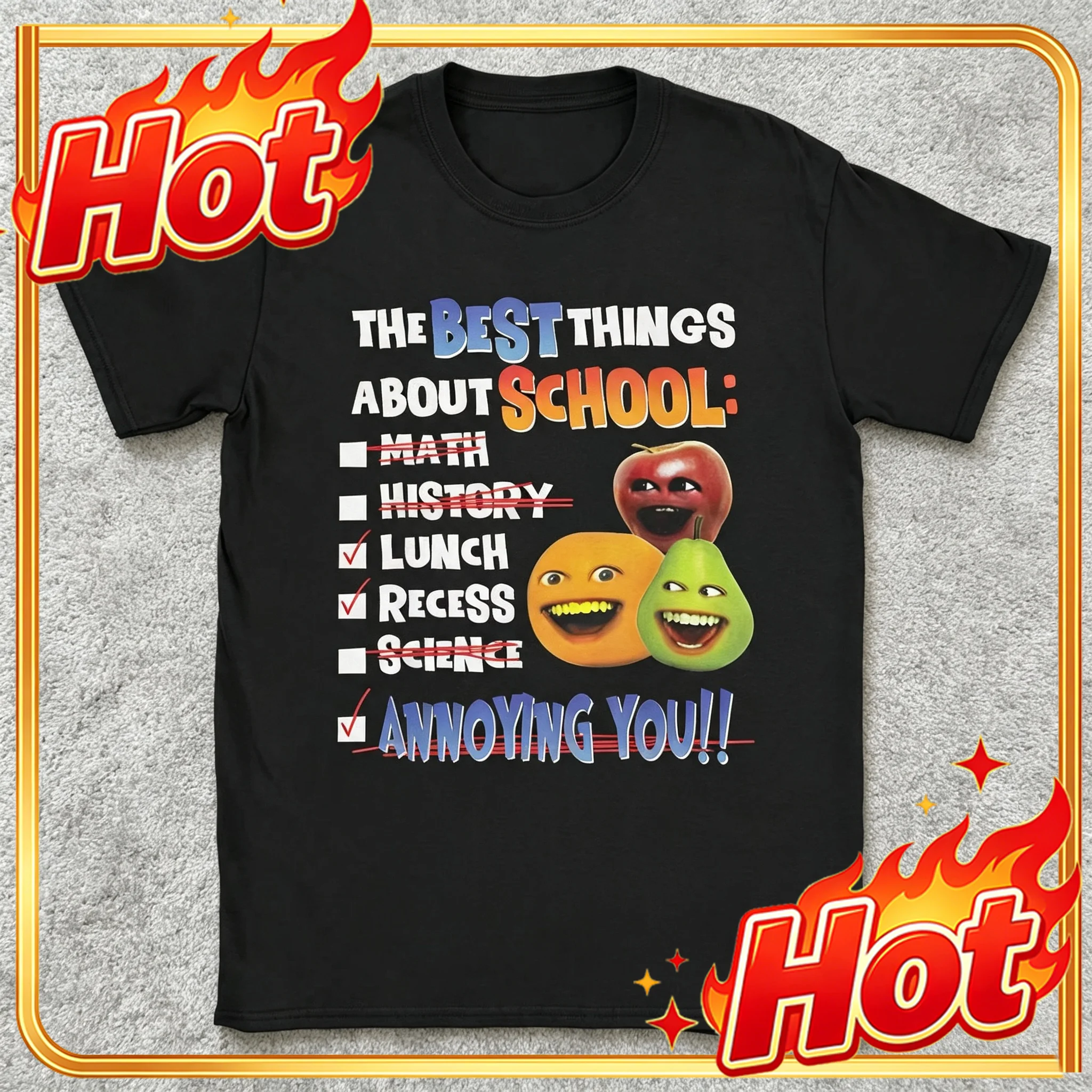 Annoying Orange Printed Graphic T-Shirt - Loose Breathable Comfortable Casual Streetwear Sports Top, Ideal School Gift for Teens