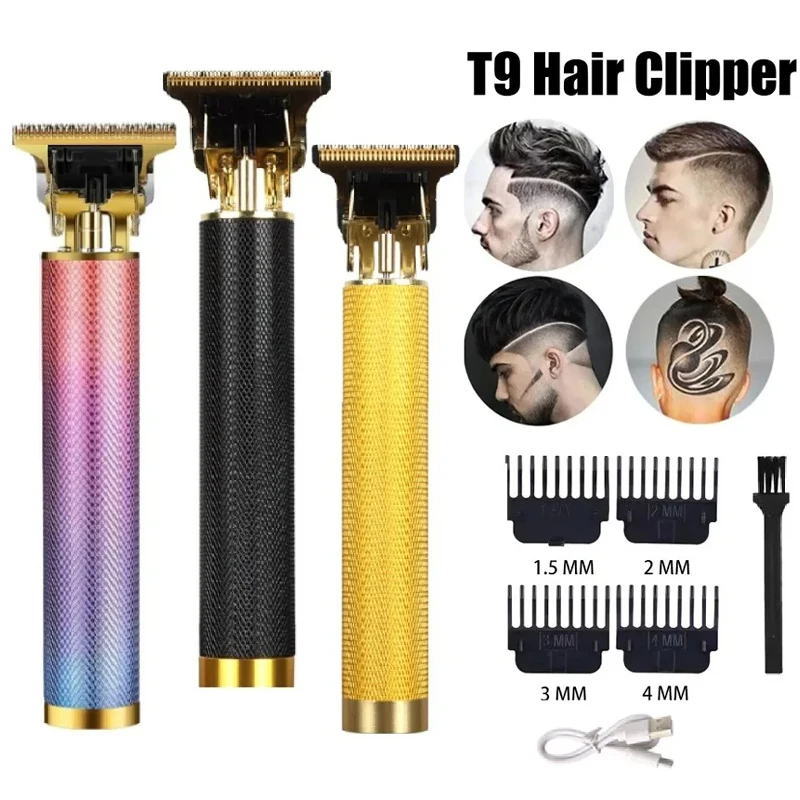 Vintage T9 Hair Clippers for Men Hair Cutting Machine Kit T-Blade Trimmer Combo Cordless Barber Clipper Set Mens Beard Shaver