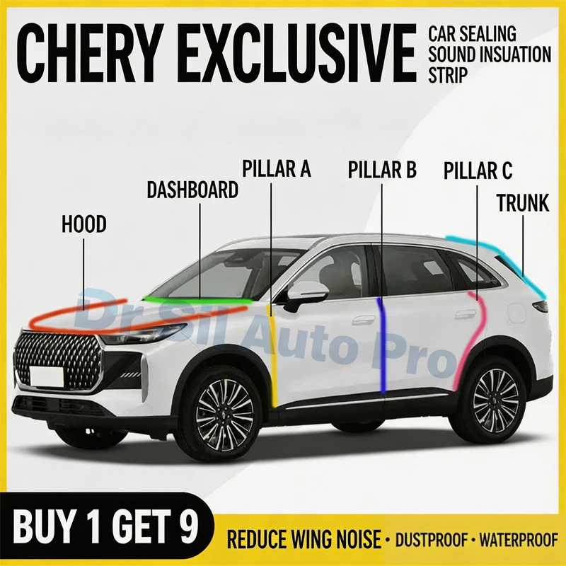 Car Rubber Double Layer Seal Strips For Chery Arrizo 5 8 9 Tiggo 7 8 9 3X 5X Fulwin A8 A9 T6 T7 T9 T11 OMODA 5 7 9 EXEED