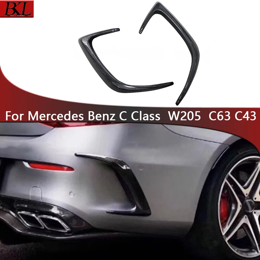 Carbon fiber later Car Parts Rear Bumper Spoiler For Mercedes Benz C Class W205 C63 C43 2015  Side Wing Lip Air Wind Knife Cover