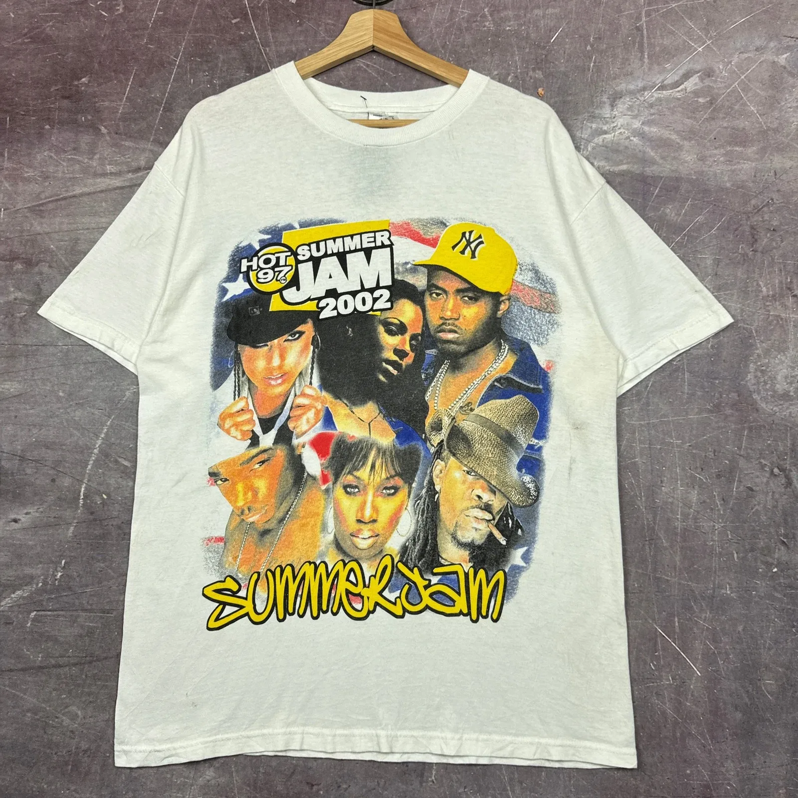 Мужская белая рубашка VTG Hot 97, белая футболка с рисунком L Alicia Keys, рэп, 2002 2959 Мужская белая рубашка VTG Hot 97, белая футболка с рисунком L Alicia Keys, рэп, 2002 2959