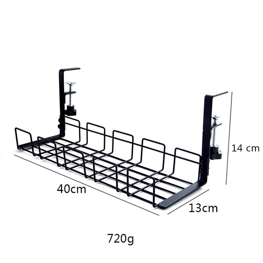 Under Table Storage Rack Metal Cable Management Tray Home Office Desk Wire Organizer No Punching Socket Storage Accessories