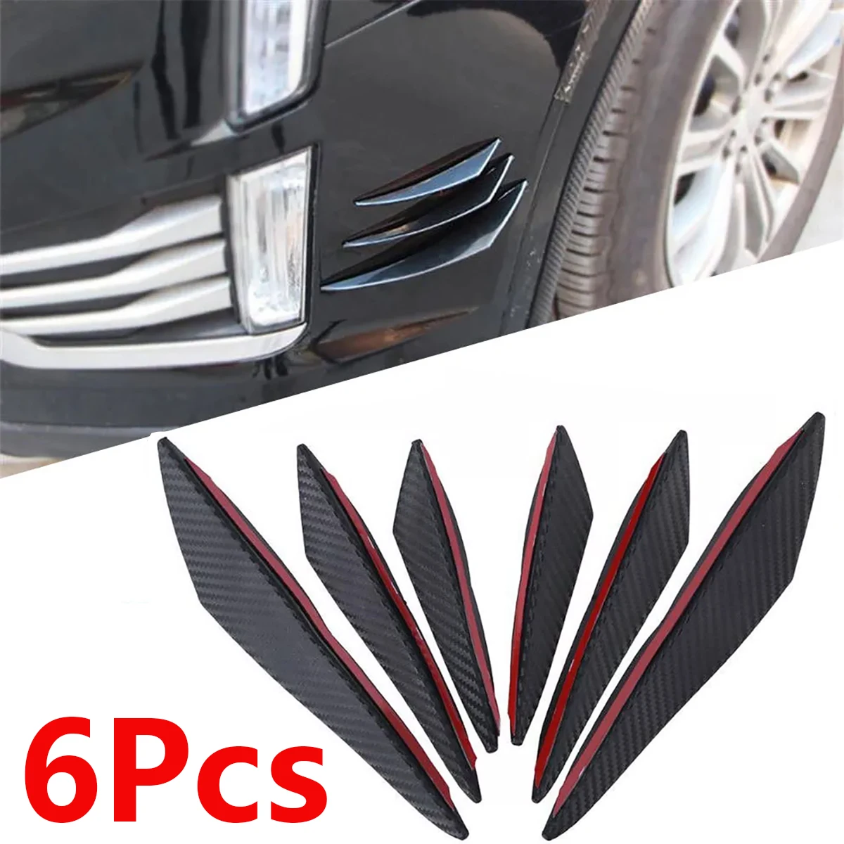 

Universal Car Front Bumper Lip Decoration Diffuser Splitter Fins Black Carbon Fiber Body Spoiler Canards Car Modified Accessory
