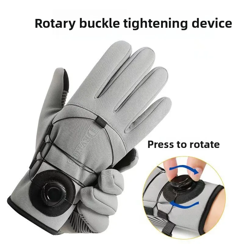 Men's Extended Fleece Cycling Gloves - Windproof Waterproof Warm Gloves with Sporty Knuckle Design for Autumn & Winter