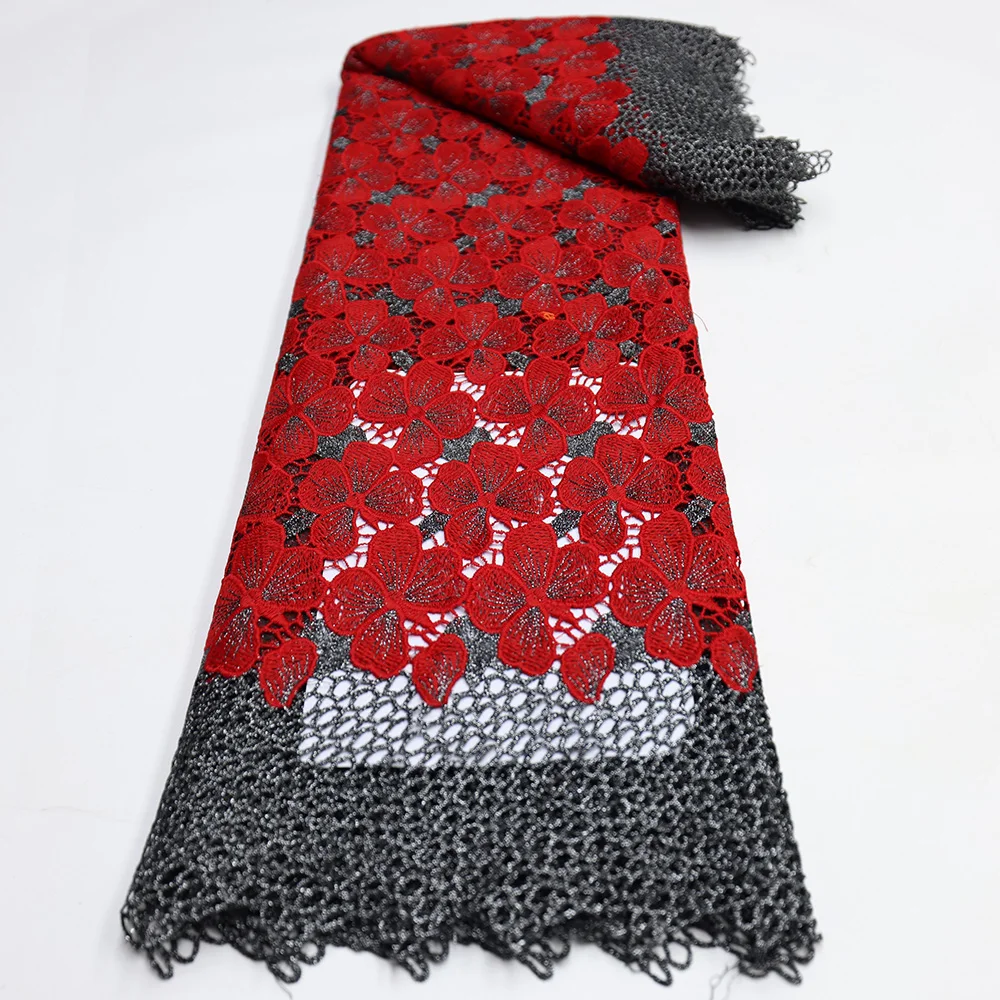 Milk Silk African Guipure Cord Red Lace Fabric 2025 High Quality Lace Swiss Voile Lace For Wedding Sewing Lace Cotton Fabric