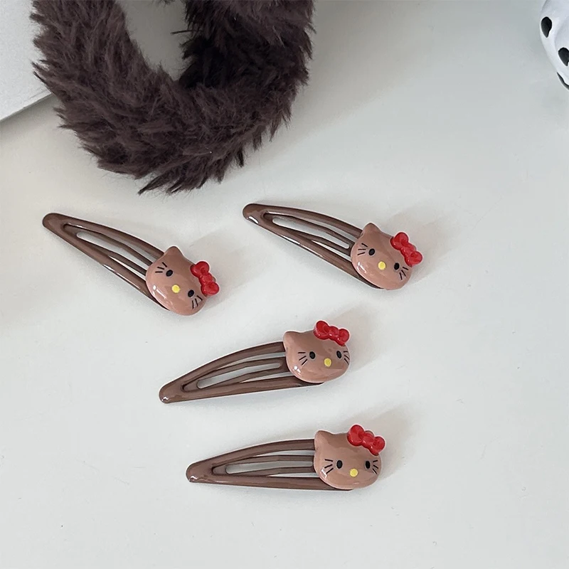 2Pcs Kawaii Cat Hairpin Cartoon Animal Children Hair Accessories For Women Girls Sweet Fashion Side Clip Lovely Headwear