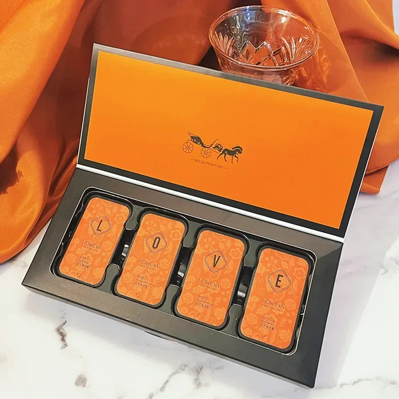 4 pçs/caixa perfume sólido portátil fragrâncias para mulheres homens bálsamo sólido suave duradouro à prova dwaterproof água aroma desodorante perfume corporal