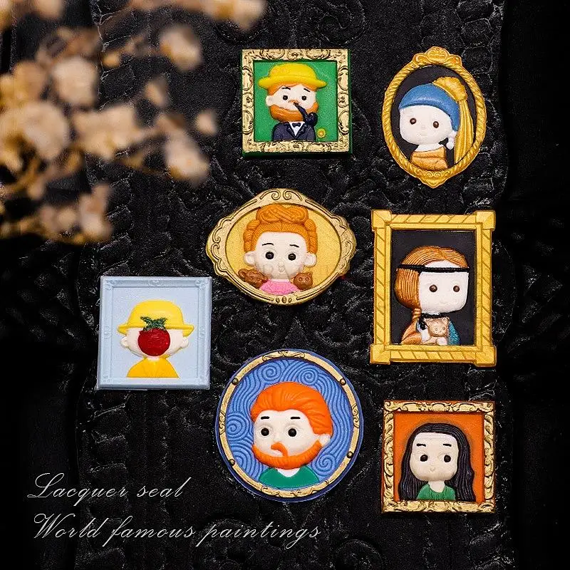 Famous Oil Paintings 3D Embossed Wax Seal Stamp Multilayer Mona Lisa Van Gogh Self-Portrait DIY Gift Greeting Card Decoration image 4