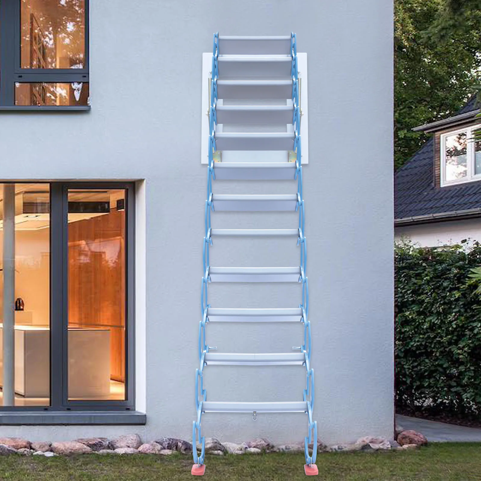 Durable Rust-Resistant Wall-Mounted Attic Stair Reinforced Rivets 881.85LBS Load For Home Warehouse Attic