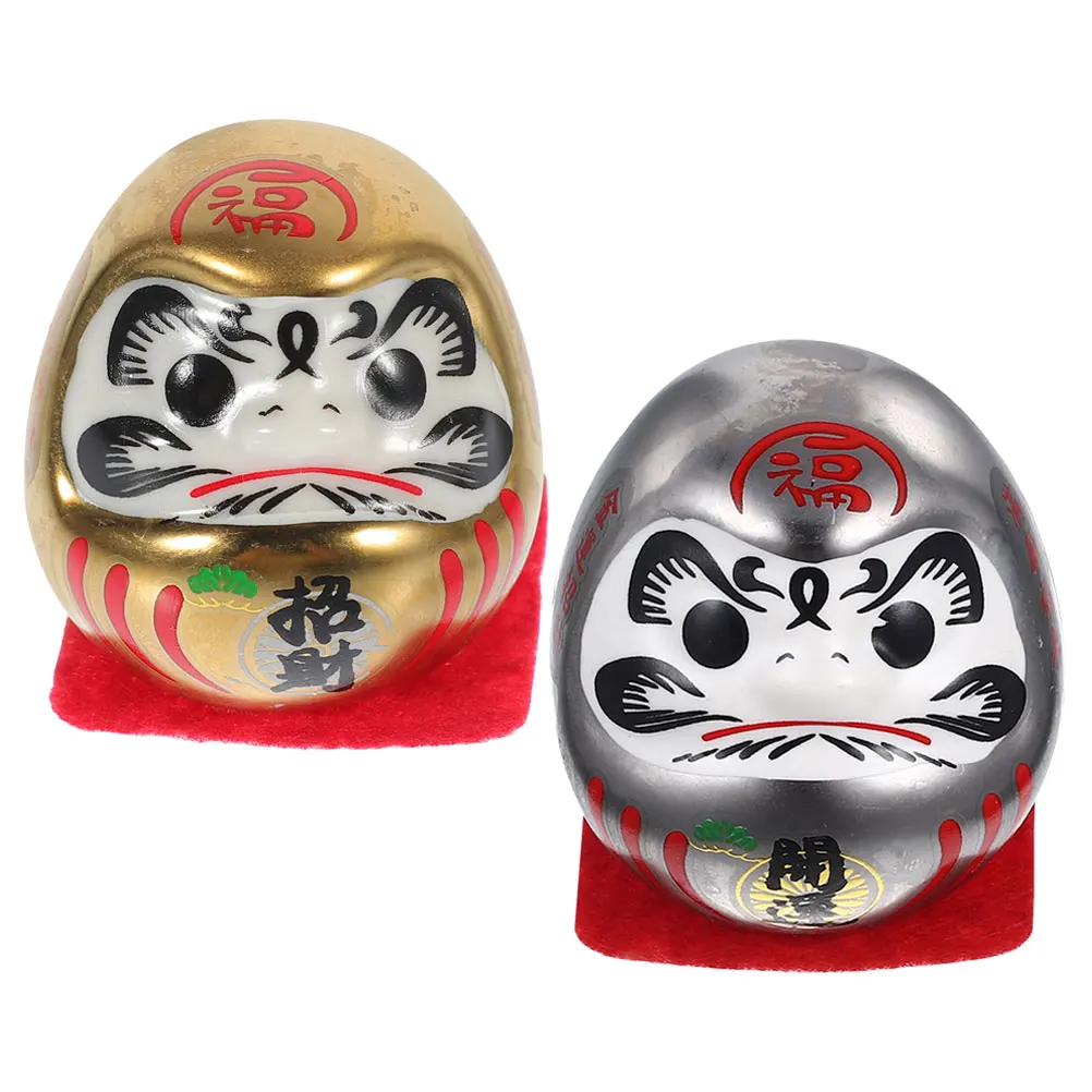 

2 Pcs Dharma Egg Decoration Fortune Mini Statue Small from Japanese Ornament Figurines Baby