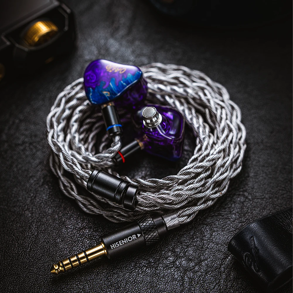 Hisenior Cano Cristales 2DD + 8BA Hybrid 2pin 0.78mm HiFi Audiophile IEM سماعة أذن سلكية داخل الأذن مع كابل 3in1