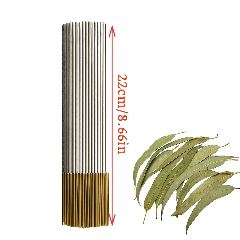 Eukalyptus-Aromatherapie-Räucherstäbchen 25/85/185/385/685 Stück – hochwertige, natürliche Räucherstäbchen aus Bambus, die einen frischen und erfrischenden Minzduft verbreiten. Ideal für Yoga, Meditation und zur Dekoration zu Hause (Weihnachten, Halloween, Erntedankfest). Sie können die Luft reinigen und ein Gefühl der Entspannung vermitteln. – Detail 5