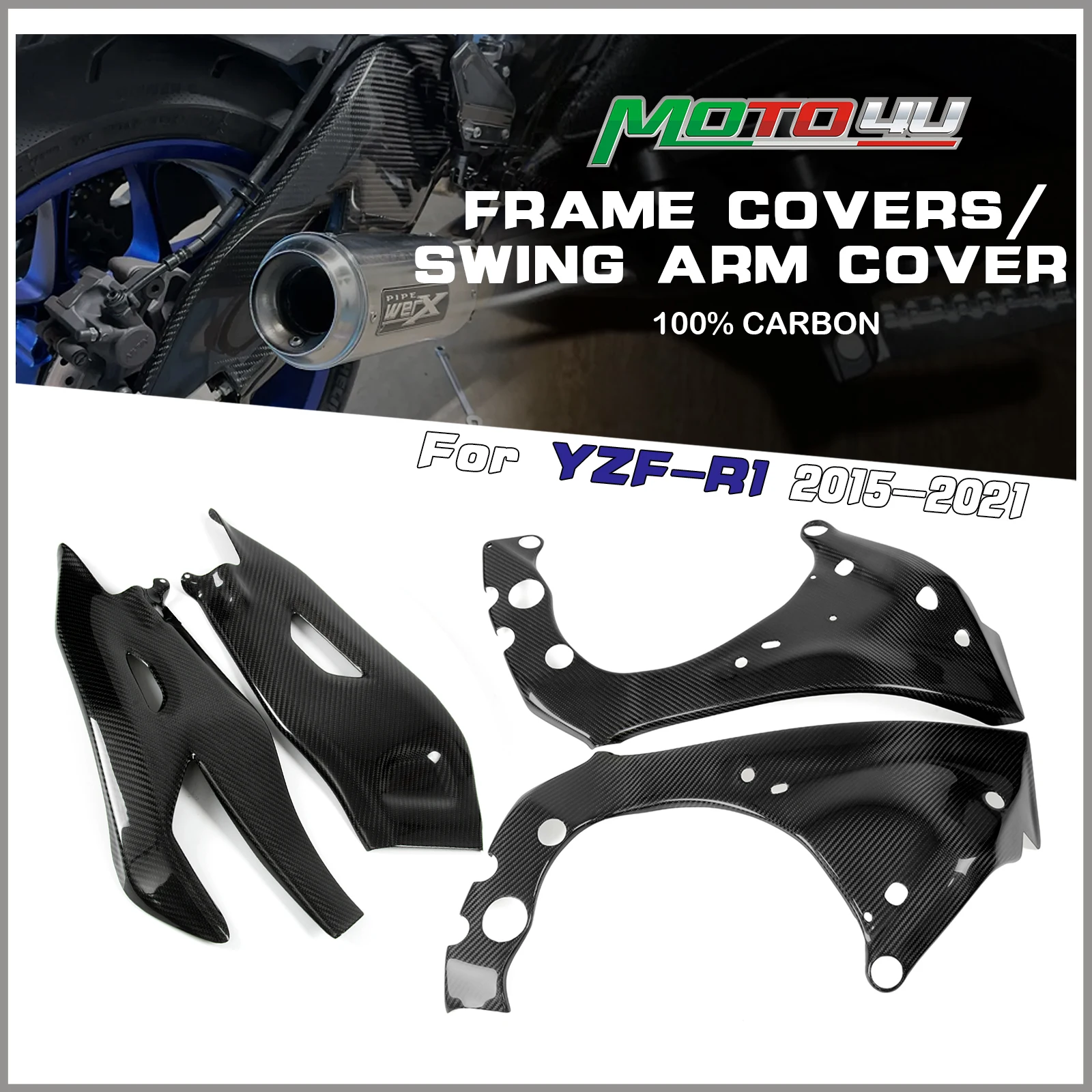 100% Carbon Fiber Motorcycle Frame Cover Swingarm Swing Arm Protection Covers For YAMAHA YZF R1 2015 2016 2017 2018 2019 2020 +