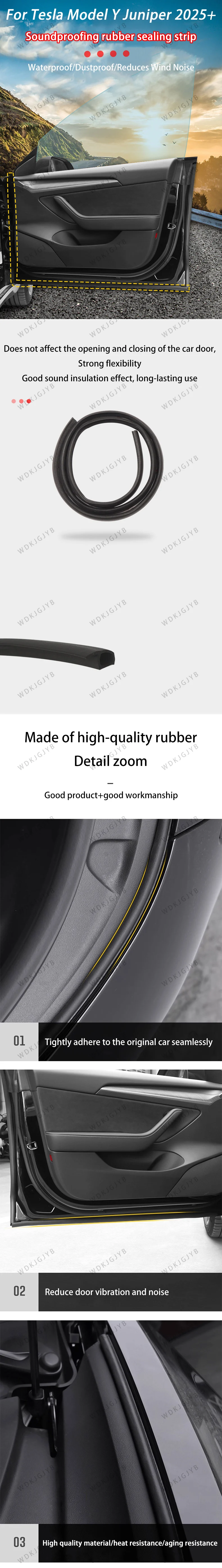 For Tesla Model Y Juniper 2025+ Door Sealing Soundproof Rubber Sealing Strip Sunroof Sealing To Reduce Wind Noise Soundproof Kit