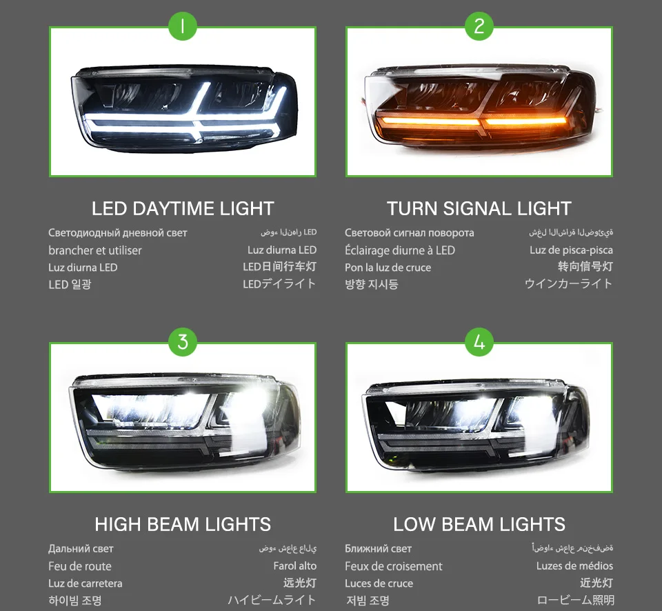 Chevrolet Captiva LED Headlamp Front Lights Audi Q7 Design Style Running Signal DRL Reverse Running lights Bi-Xenon Beam