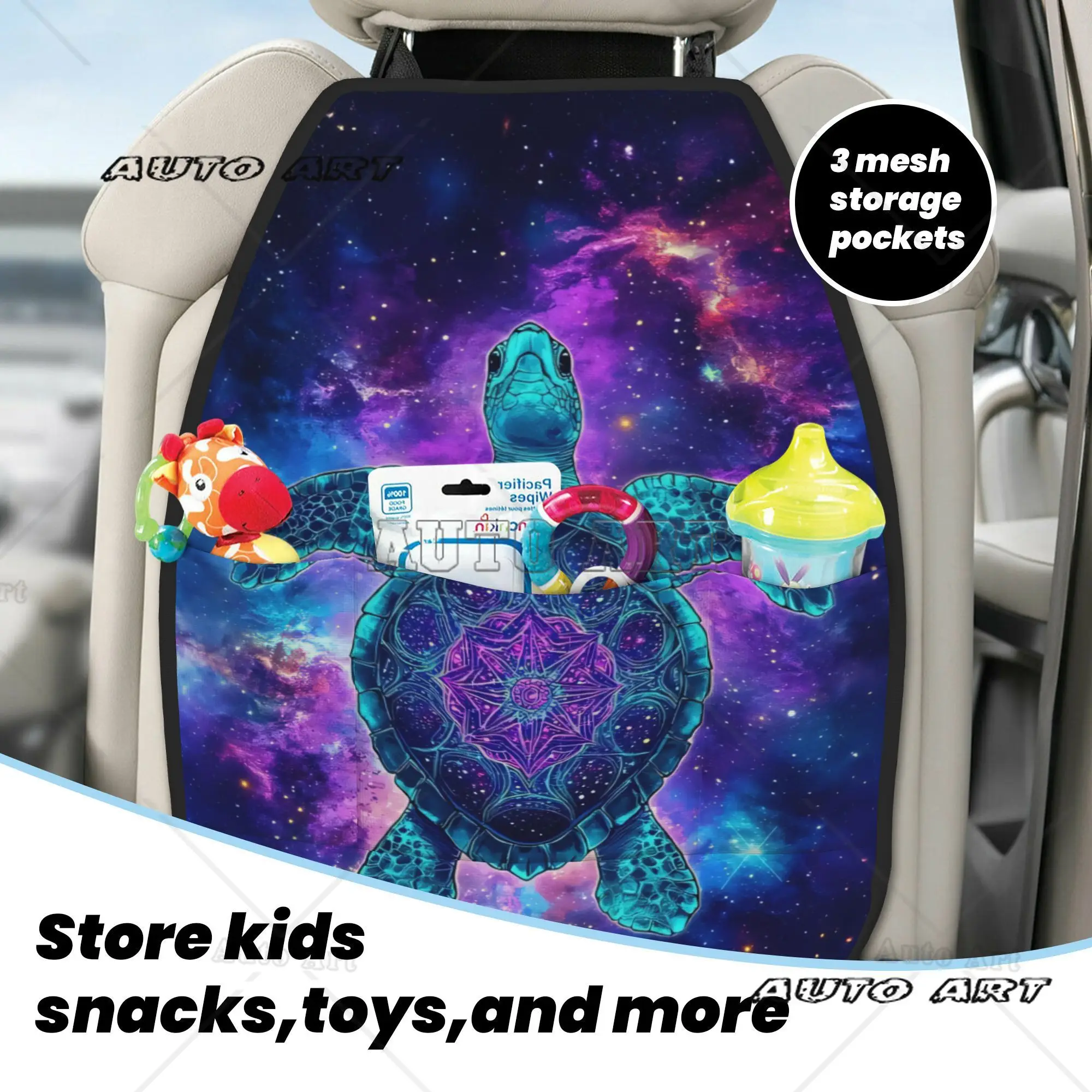 2pcs Adorable Turtle Car Seat Back Organizer This Polyester Storage Bag Helps Keep Your Vehicle Clean And Orderly