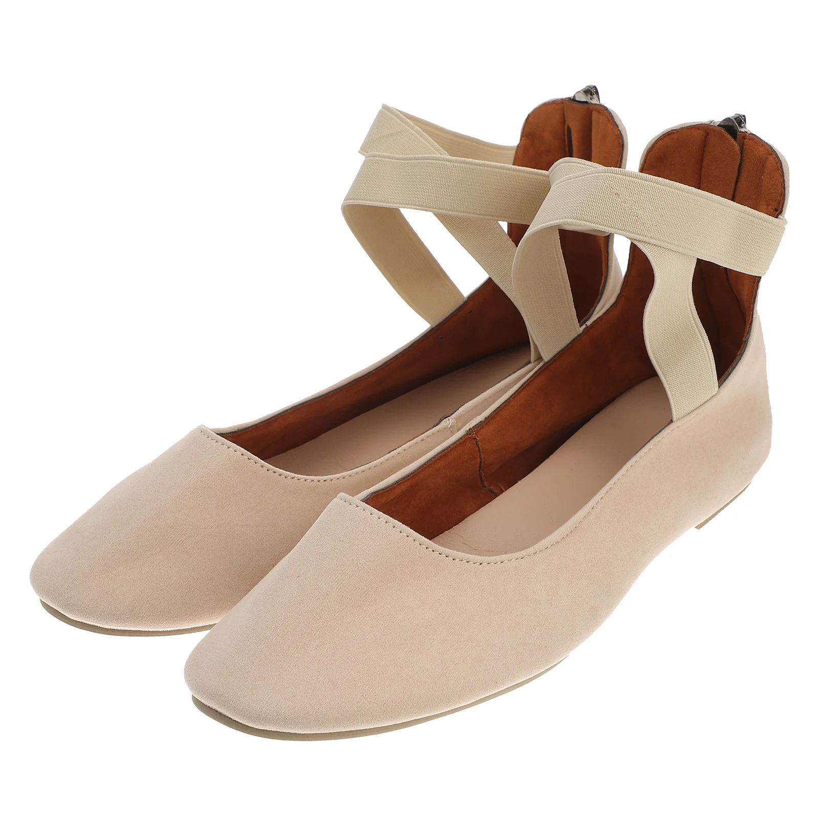 1 زوج أنيق وعصري المرأة حذاء كاجوال سهل الارتداء على أو خارج شقة وحيد المتسكعون البيج 41 8.5us 6Uk 40Eu 10.0215 بوصة