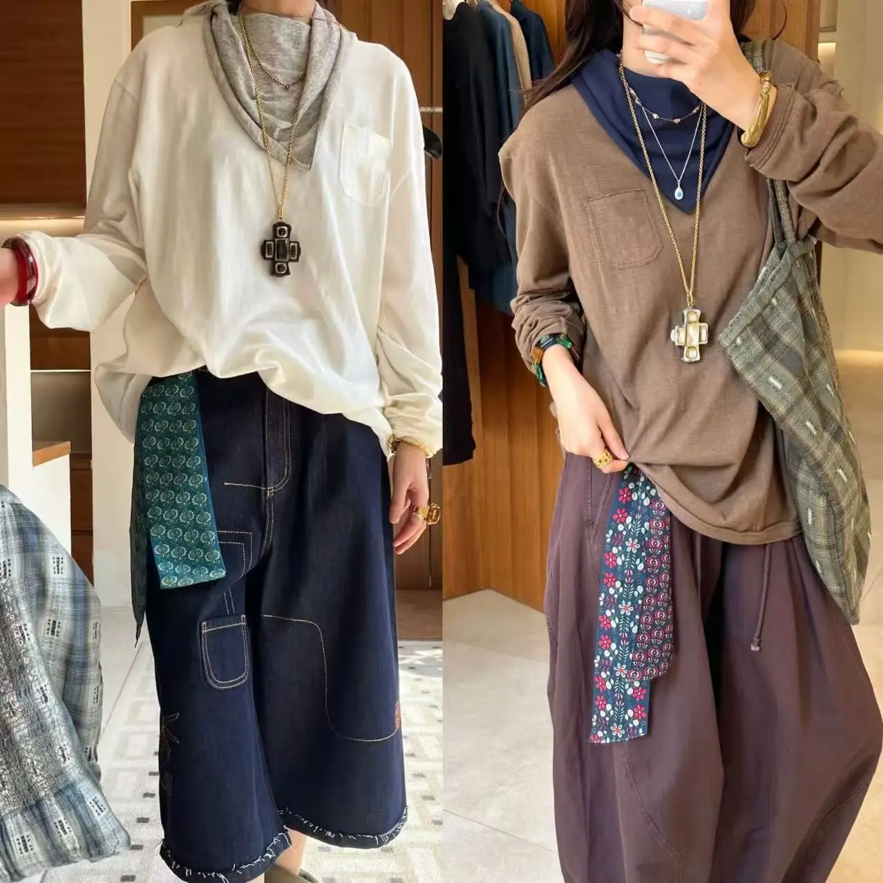 casual-knitted-long-sve-t-irt-triangular-color-blo-loose-fit-autumn-winter-new-sle-polyester-fiber-pure-color-s-size