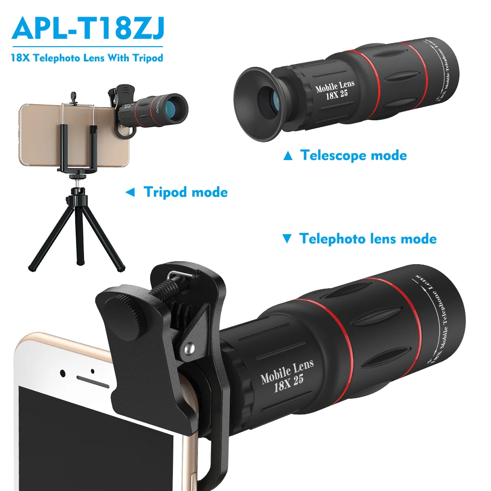 Factory price  T18XZJ 18X HD Telephoto Lens Aluminum alloy Waterproof Phone Camera Glass  photography for Phone