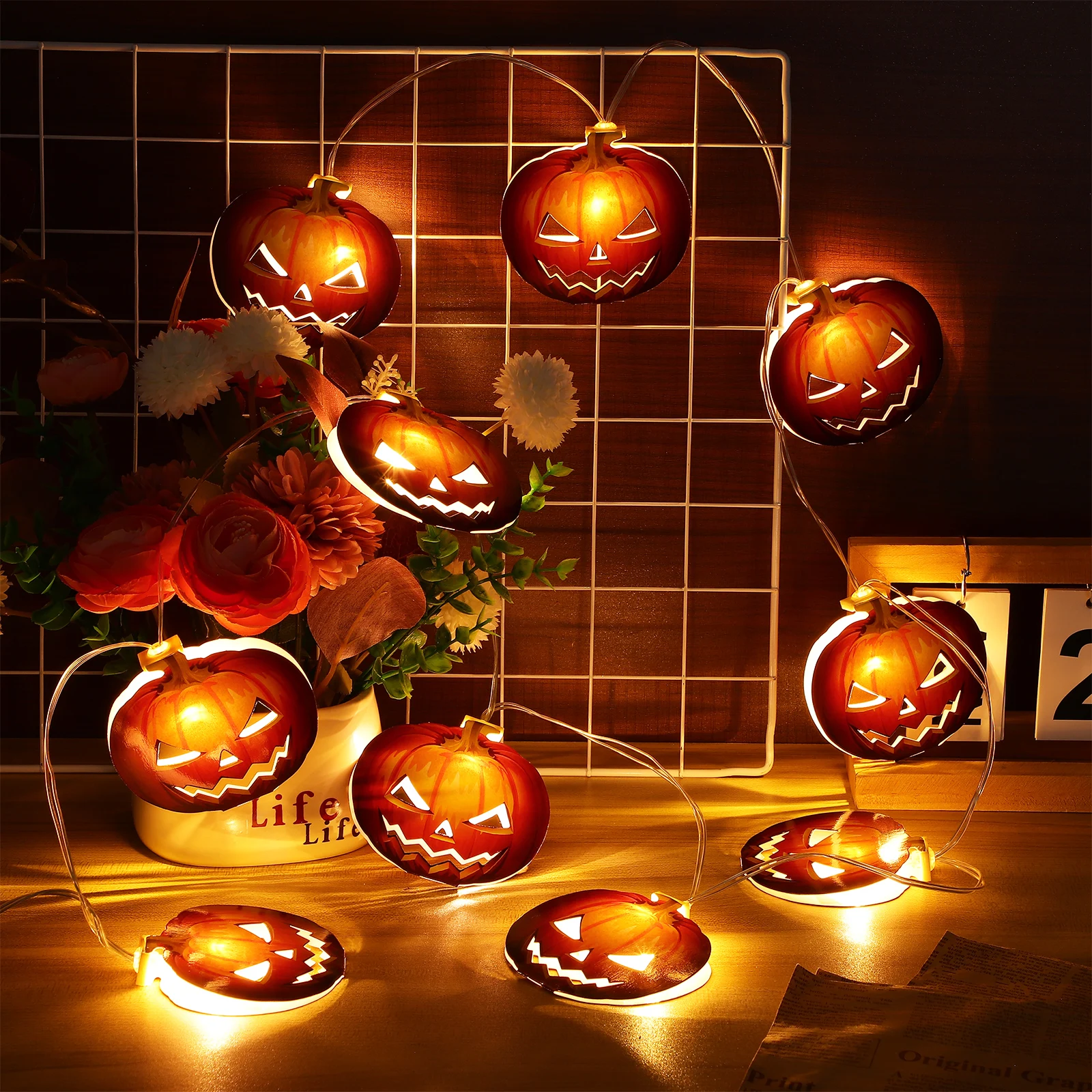 

Pumpkin String Lights Halloween Decor Operated Halloween String Lights Party Decoration Festival Ornament Ghost