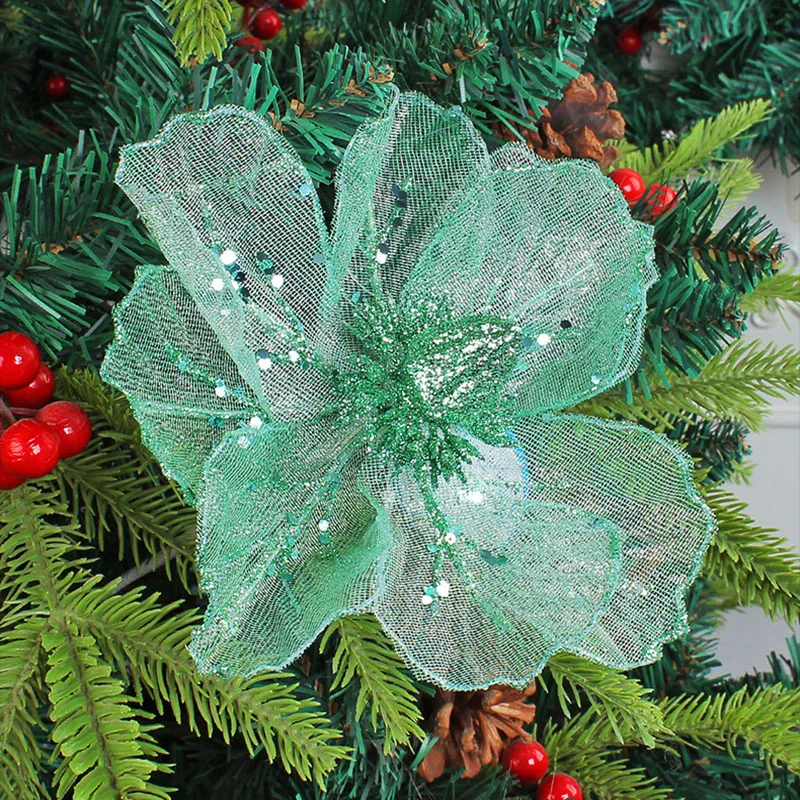 

Mesh Christmas Flower Decoration Props Christmas Tree Cloth Flower Creative Gifts Diy Artificial Flowers for Holiday Party