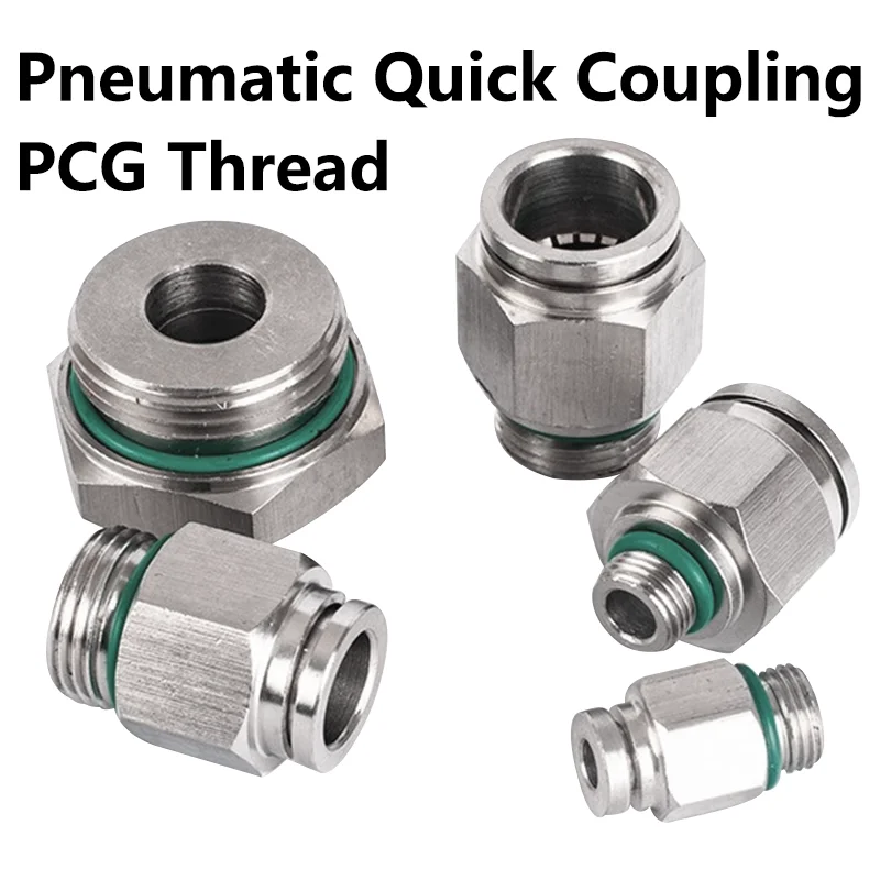 

10pcs PCG 304 Stainless Steel M5 1/8" 1/4" 3/8" 1/2" BSP Thread Pneumatic Quick Connector Thread Pipe Water Gas Connector