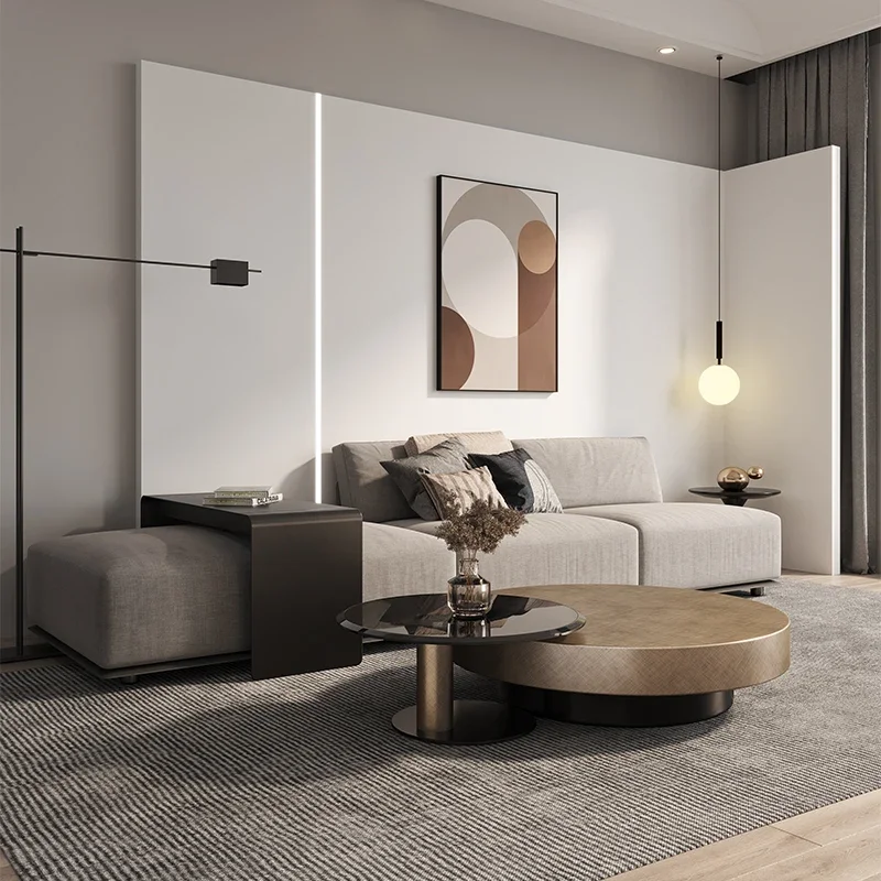 Designer Stainless Coffee Tables European Luxury Round Tea Table Living Room Furniture Italian Tempered Glass Furniture Home image 3