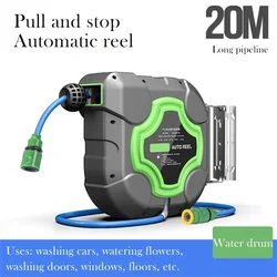 Automatic Retractable Hose Reel, Water Drum, 4S Shop, Car Wash, Garden, Wall Mount, Cleaning Machine, Telescopic, 15 m, 20m