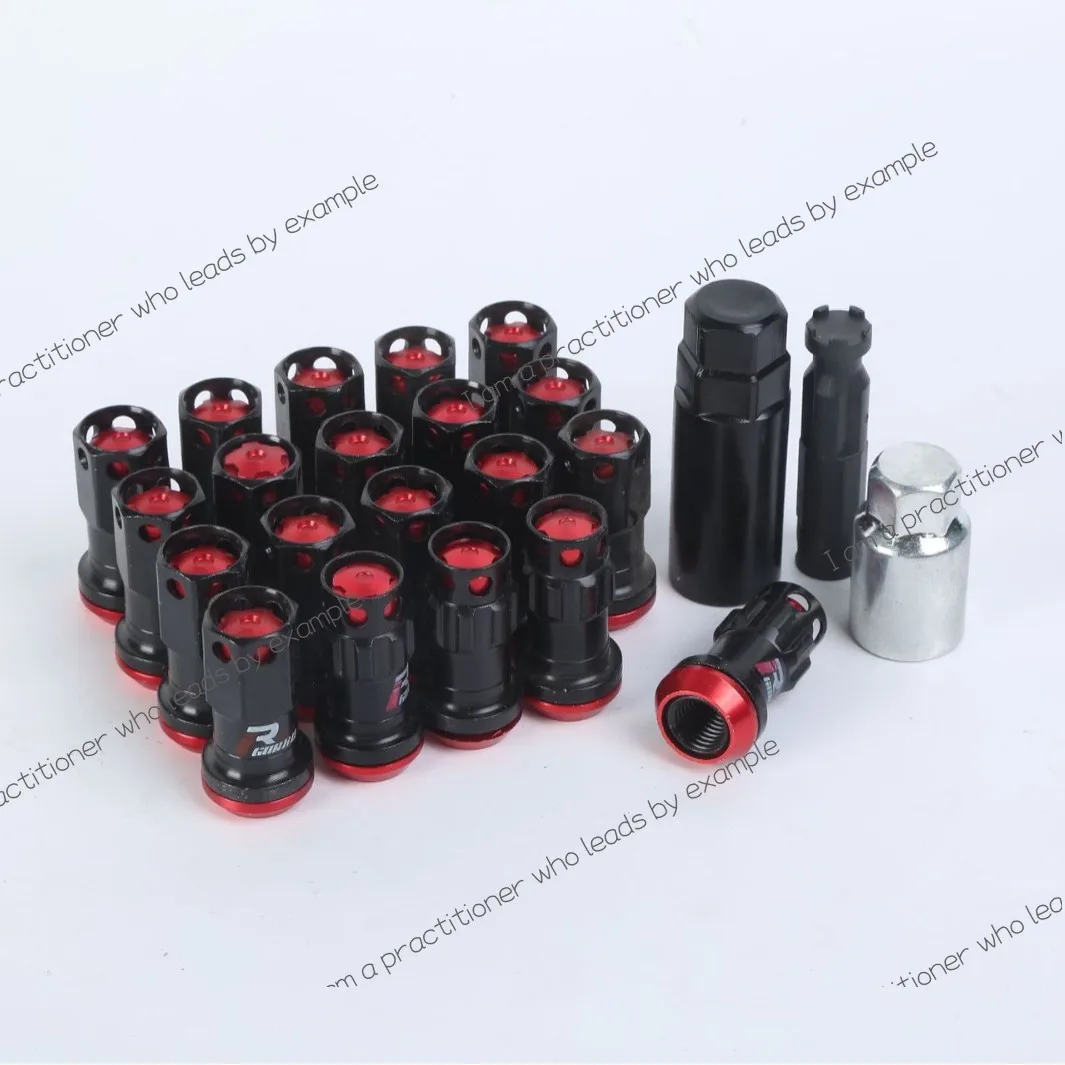 Tuerca de cubo de rueda de coche, material de acero al carbono, tornillo de aluminio antirrobo, anillo de aluminio