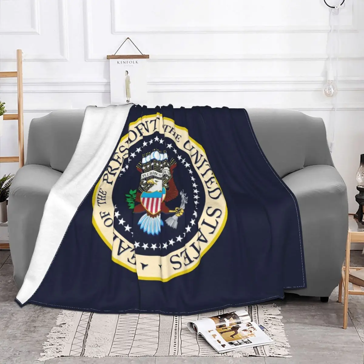 USA President Seal Blanket President Election Vote Donald Trump Wool Throw Blankets Airplane Travel Ultra-Soft Warm Bedspreads