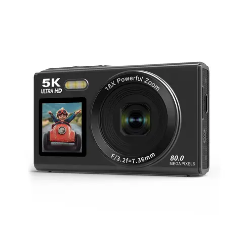 Ourlife câmera digital ccd tela dupla portátil câmera digital 18x zoom 5k vintage vlog gravador de vídeo 80mp ccd selfie câmera