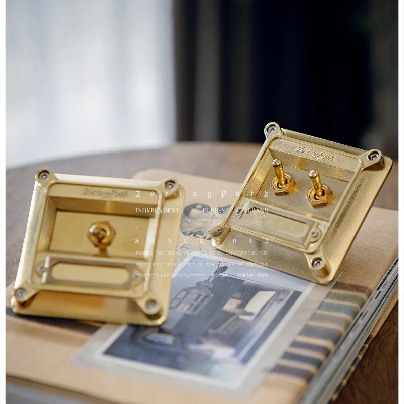 Vintage Single/Double Toggle Switch Brass Switch Panel Retro Classic Hardware Accessories Wall Mount Electrical Switch Box Cover