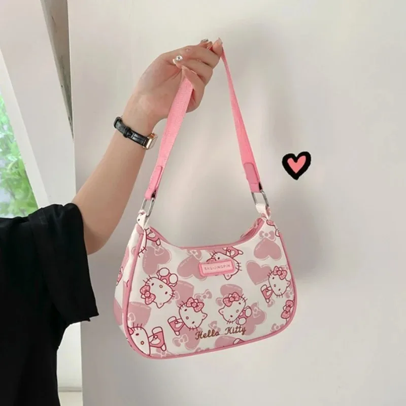 Sanrio Hello Kitty Underarm Bag Women Kuromi Melody Messenger Tote Bag Cute Girls Shoulder Bag Purses Handbag Cartoon Simplicity