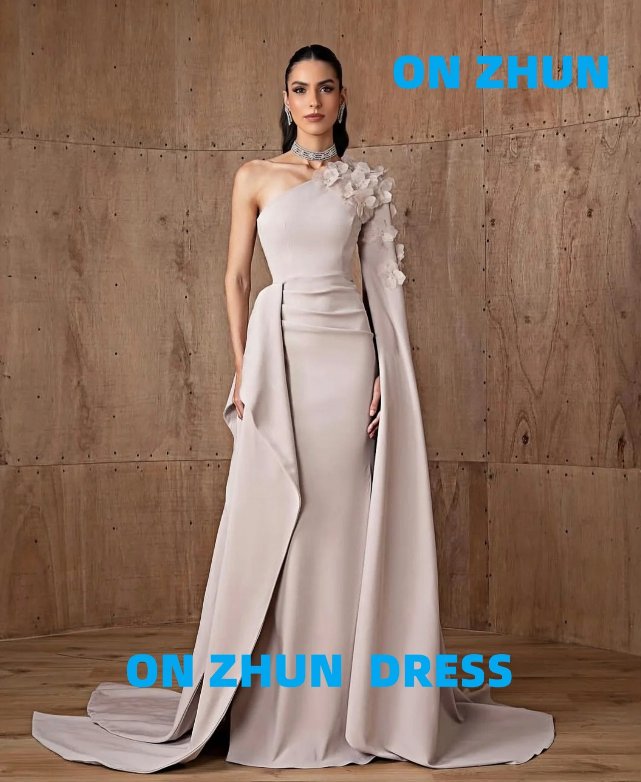 فساتين سهرة فاخرة مخصصة بكتف واحد مزينة بحورية البحر من الساتان أنيقة من أماندا نوفيا فستان سهرة نسائي #1