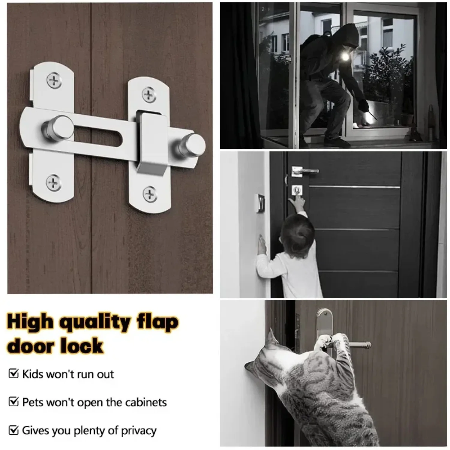 Sliding Barn Door Latch Sliding Right Angle Door Latch Door Bolt Wine Cooler Closet Window Door Latch Plug Baby Safety Latch image 3