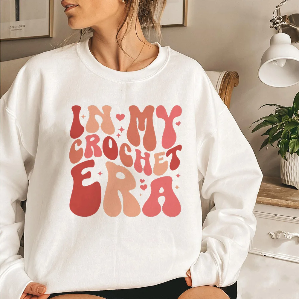 In My Crochet Era Women Sweatshirt Gift for Mama Crochet Lover Sweater Knitting Hoodie Funny Mama Shirt Crafting Lover