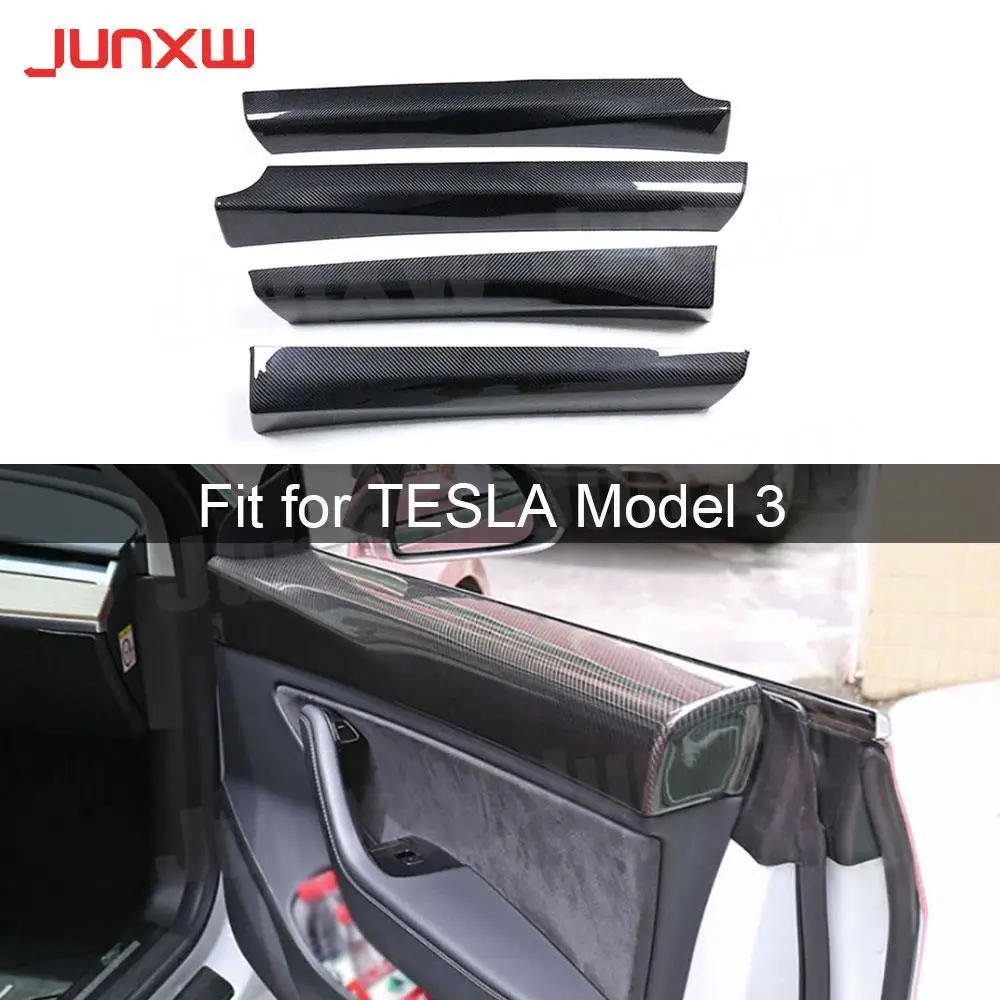 

Dry Carbon Fiber Dashboard Door Trim for Tesla Model Y & Model 3 Real Carbon Fiber Interior Dash Decor Panel Sticker Gloss Matte