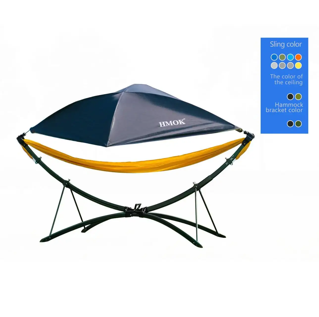 HMOK Freestanding Hammock with Canopy 70D Nylon PU450 300kg Load Capacity Lightweight Travel Outdoor Camping All Seasons