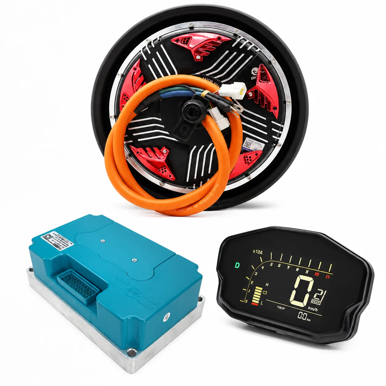 72V 5000W 12 Inch 45H Hub Motor Kit With FarDriver ND72680BT FOC Controller LCD Display For Electric Motorcycle