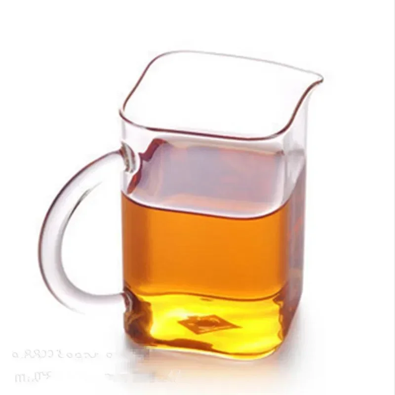 Creative Square Glass Tea Pitcher, Chinese Chahai, Heat-Resistant, Borosilicate Coffee Pot, Water Jug, Milk Frothing Cup, Small