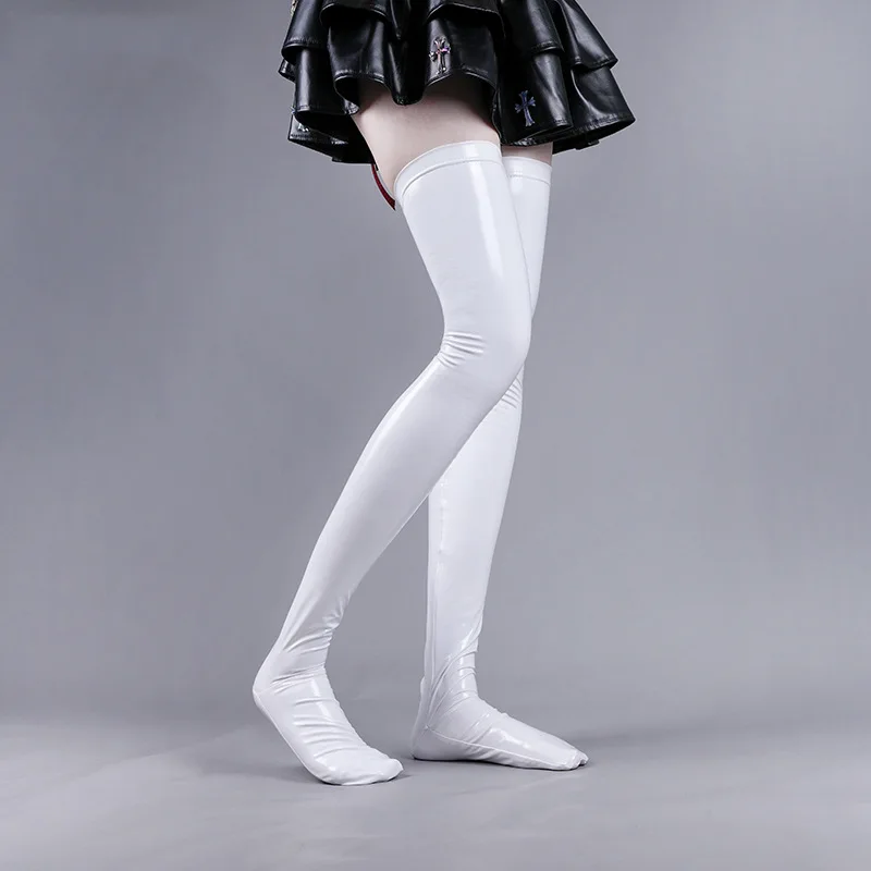 Queen Anti-Slip Patent Leather Bright Surface Over-Knee Socks Anime Cosplay Long Tube Stockings Sexy Thigh High Stockings Erotic