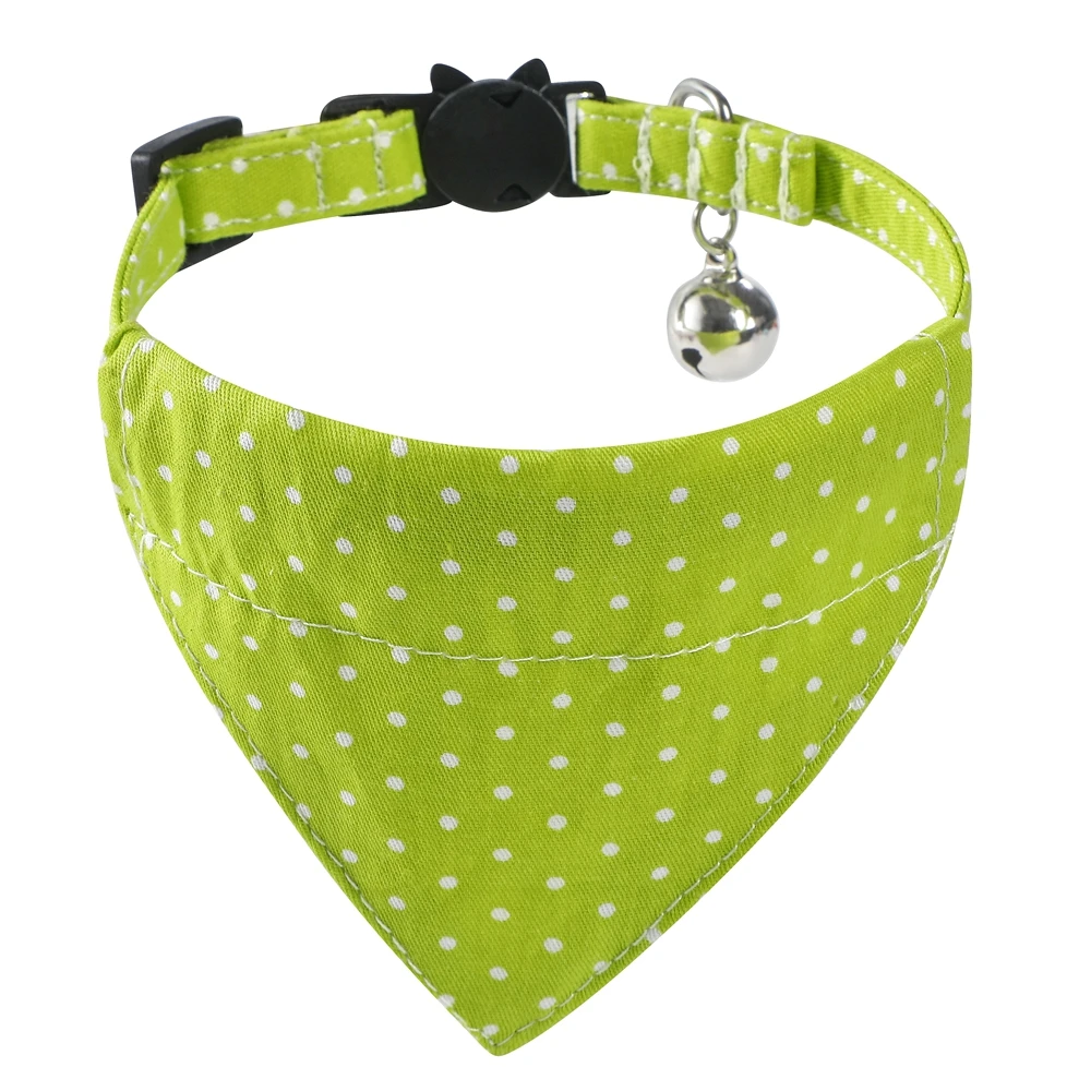 Adjustable Dot Collar for Kitten and Cat, 100% Cotton, Bandana, Scarf, Bibs, Bell, Adjustable Pet Accessories, Chihuahua, Yorkie