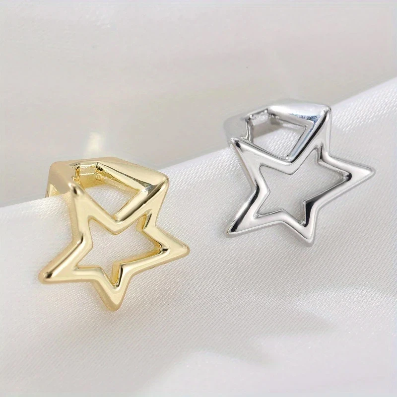 Hollow Star Teeth Grillz Hip Hop Gold Silver Color Pentagrams Tooth Caps For Women Men Jewelry Party Gift