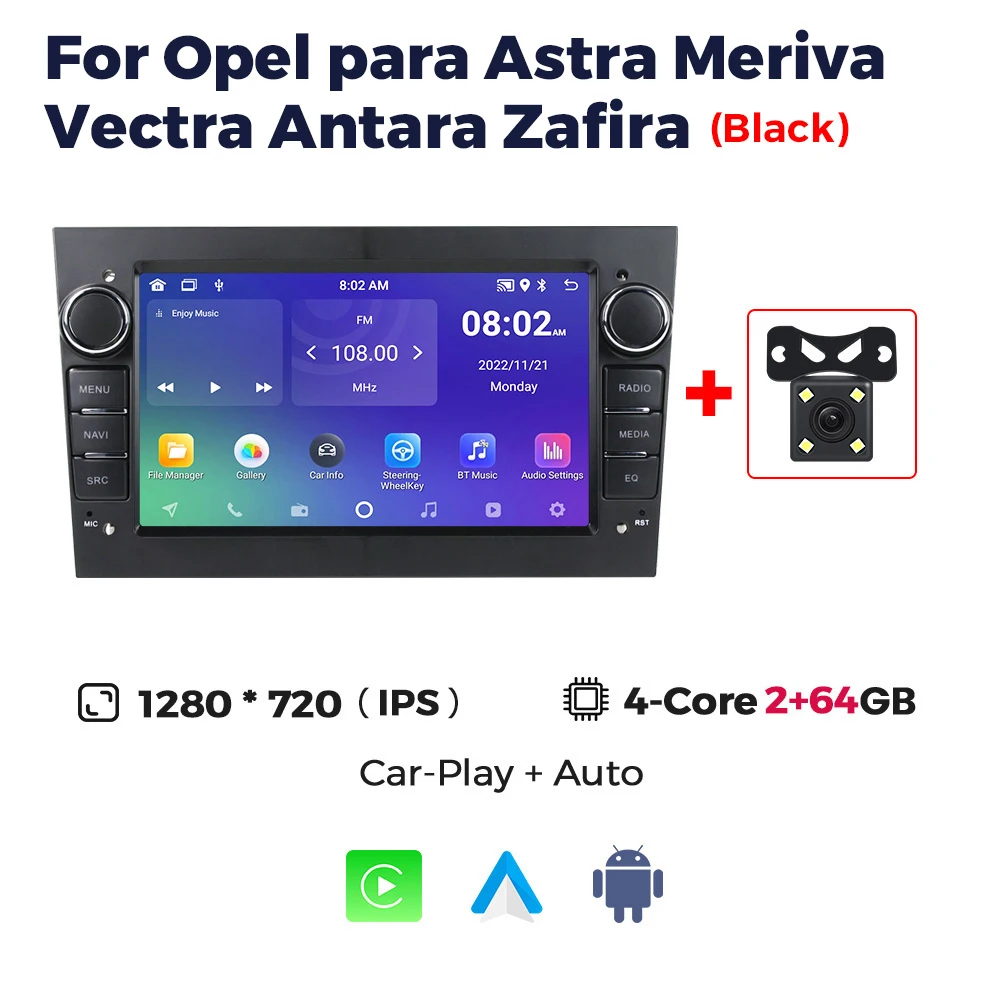 Auto radio multimedia voor Opel Astra H J 2004 Vectra Vauxhall Antara Zafira Corsa C D Vivaro Meriva Veda draadloze CarPlay